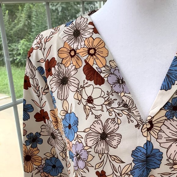 Boho Hippie Floral Blouse Top - Picture 4 of 12